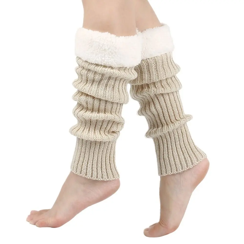 Plush Christmas Knitted Leg Cover Candy Color Thickened Stacked Christmas Leg Sleeve Leg Warmer JK Lolitas Strap Leg Socks