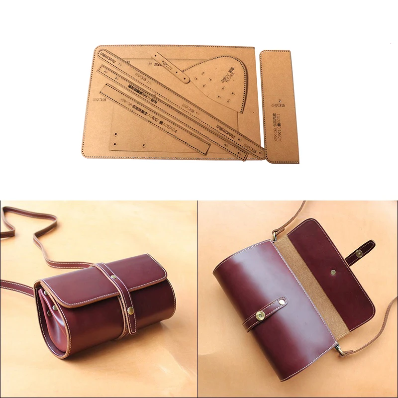 الخياطة DIY الكتف حقيبة ساعي نمط كرافت ورقة الجلود الخياطة اسطوانة حقيبة قالب الخياطة Craf 23x10.5CM