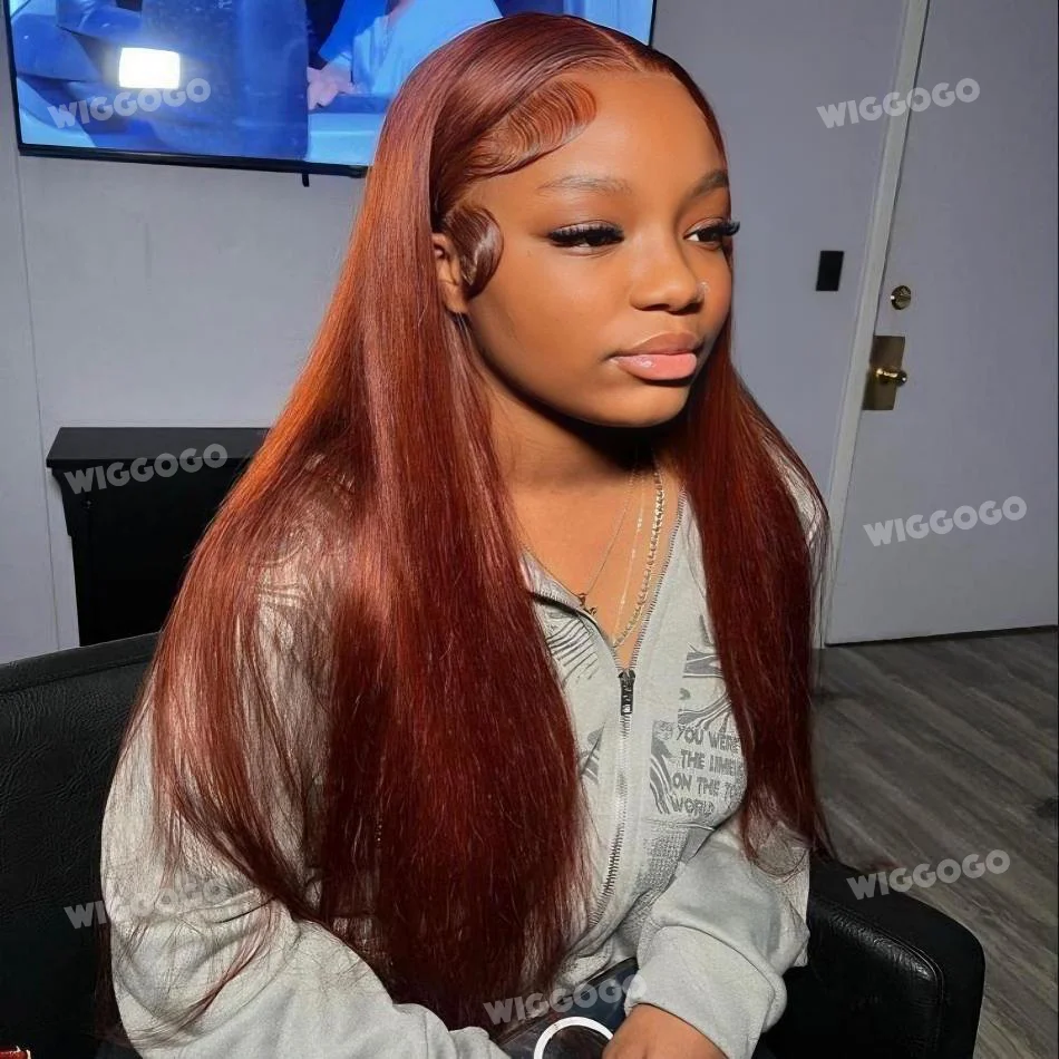 

Wiggogo Chocolate Brown Straight Lace Front Wigs 13X6 Transparent Lace Frontal Wig Pre Plucked 13X4 Brazilian Human Hair Wigs