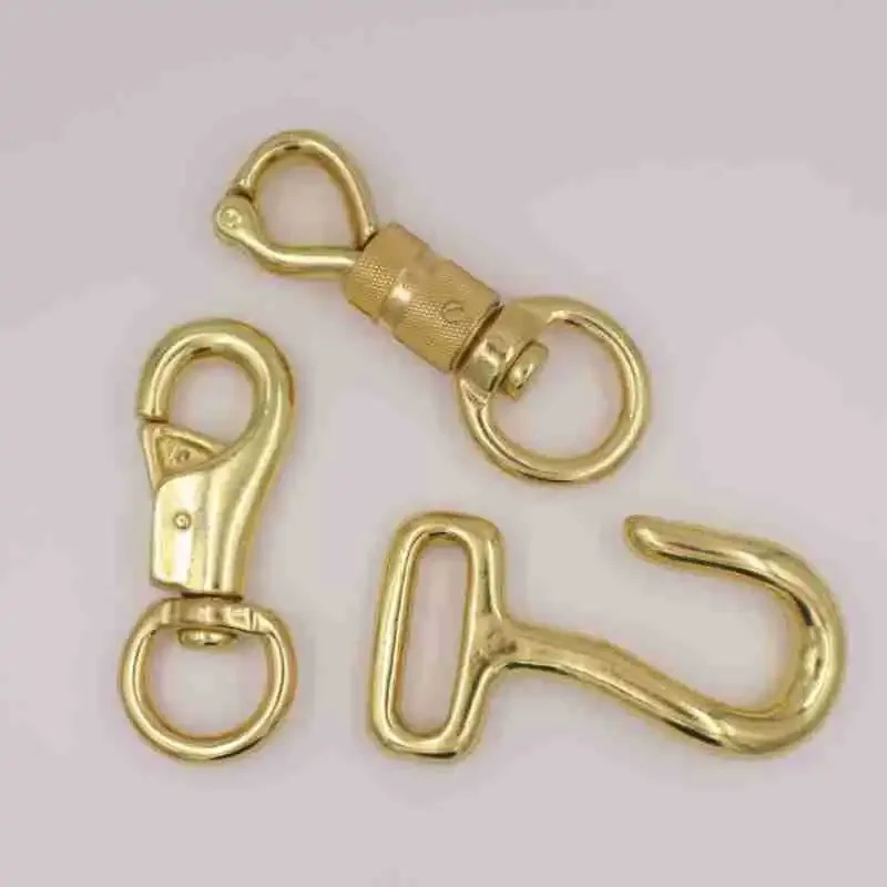 1piece Solid Brass Snap Hook Heavy Duty Swivel Eye Clasps for Large Dog Pet Leashes Horse Gear Safety Catch Buckle High Quality - view 4