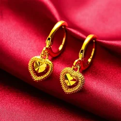 Pendientes de oro puro de 14K para mujer, aretes de tuerca de lujo, joyería para boda, regalos de compromiso