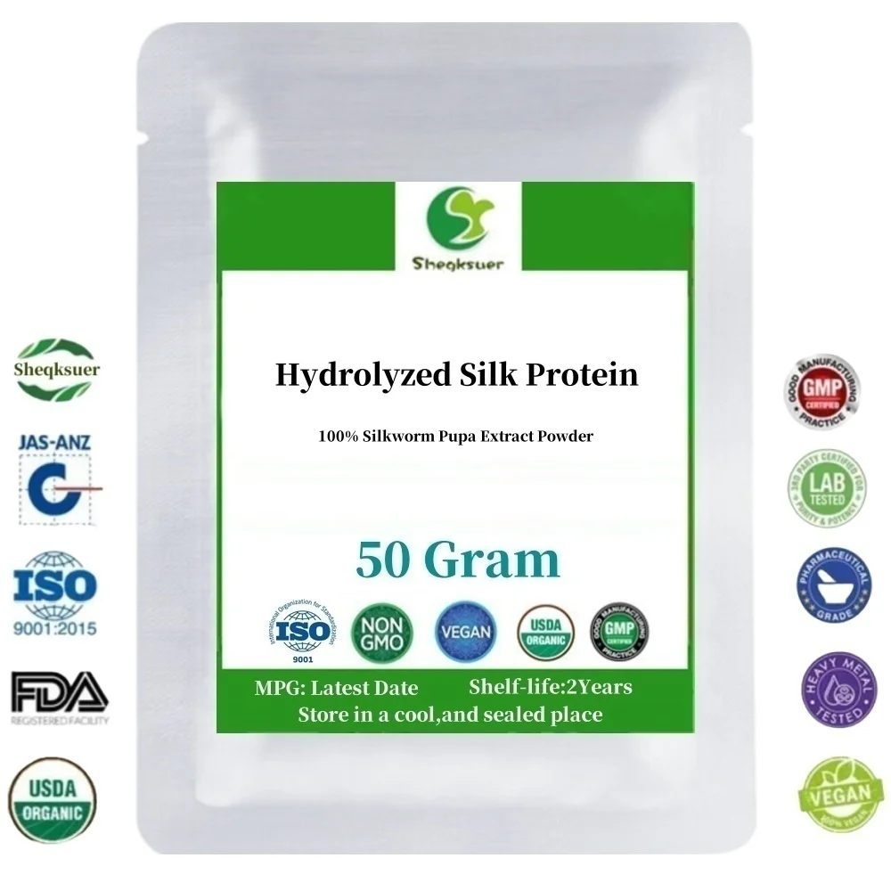 50-1000g Cosmetic Grade Skin Care Hydrolyzed Silk Protein Peptide Powder,skin Whitening,anti Aging,anti Wrinkle,silkworm Pe