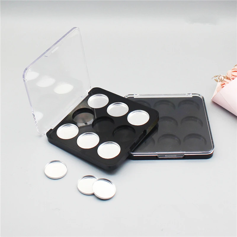 

50pcs DIY Makeup Box 9 grid Black Empty Cosmetic Palette Eyeshadow Blusher Lipstick Glitter Makeup Dispensing Box