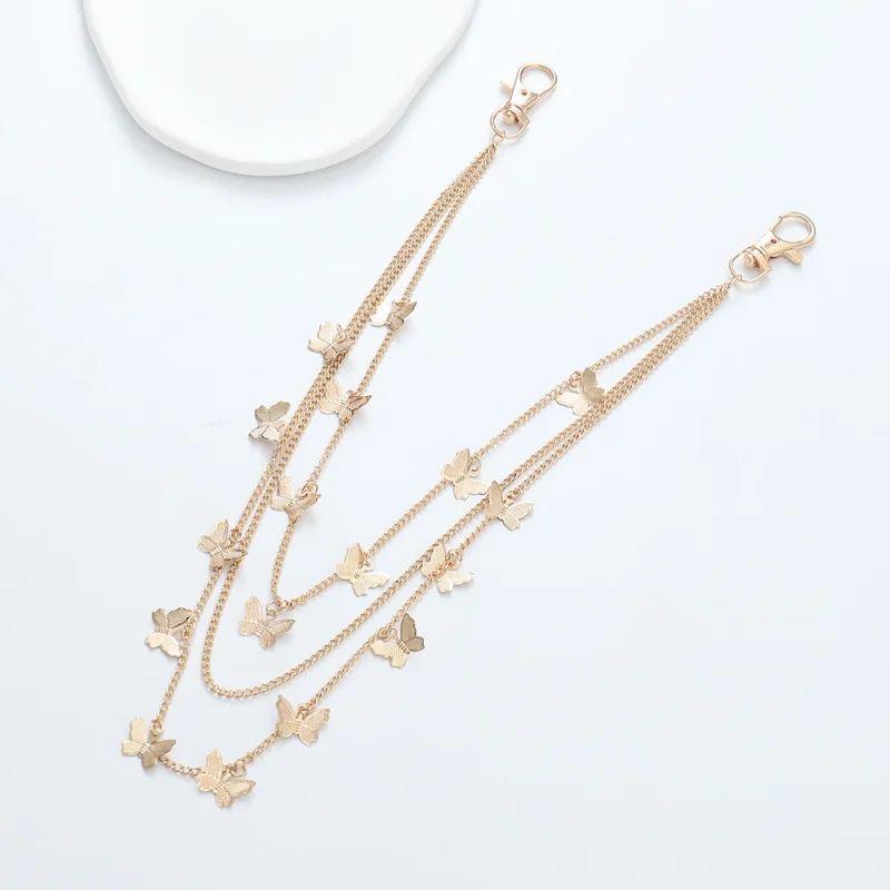 1pc  Fashion Layered Butterfly Waist Chain – 3-Tier Design with Flowing Charms for Effortless Outfit Styling.