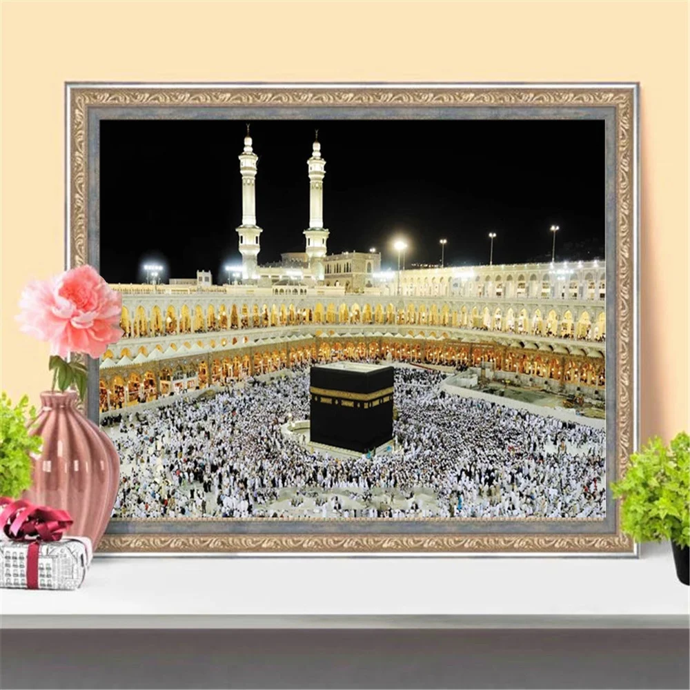 

DIY full Diamond Embroidery,Round Diamond Mecca Kaaba Temple Living room decoration rhinestone bead Diamond painting