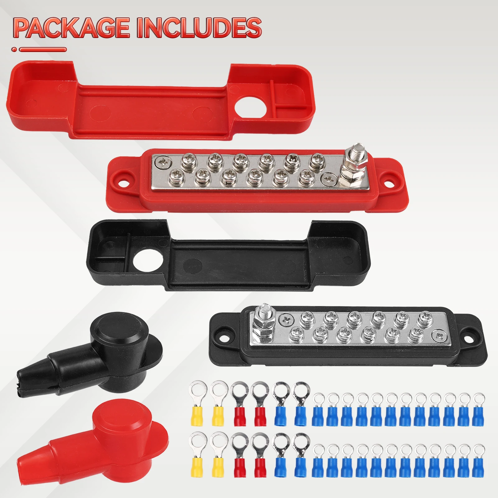 

Car Terminal Block Negative Bus Bar 12V 150A Terminal Block 12V Power Distribution Block Termianl Bus for Automotive Boat Truck