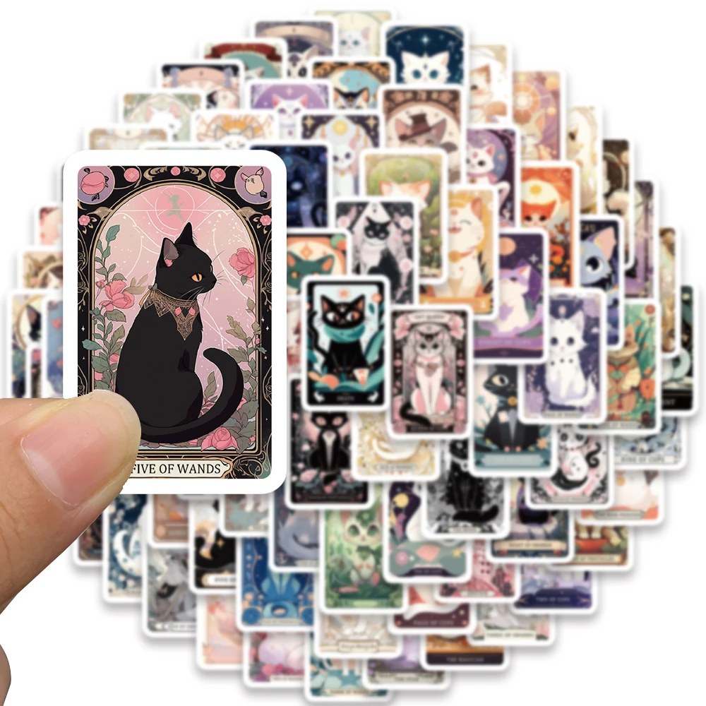 78pcs Cute Cartoon Cats Tarot Cards Stickers Waterproof Graffiti For Laptop Luggage Guitar Skateboard Stationery Vinyl Decals