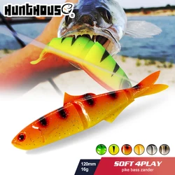Hunthouse Soft Fishing Lure 120mm 16g Jointed Silicone Swimbait 3PCS/bag Saltwater For Pike Bass Fish Tackle
