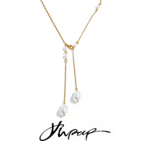 Yhpup 70cm Elegant Backless Stainless Steel Tassel Long Necklace Sexy Simulated Pearls Fascinating Distinctive Fashion Jewelry