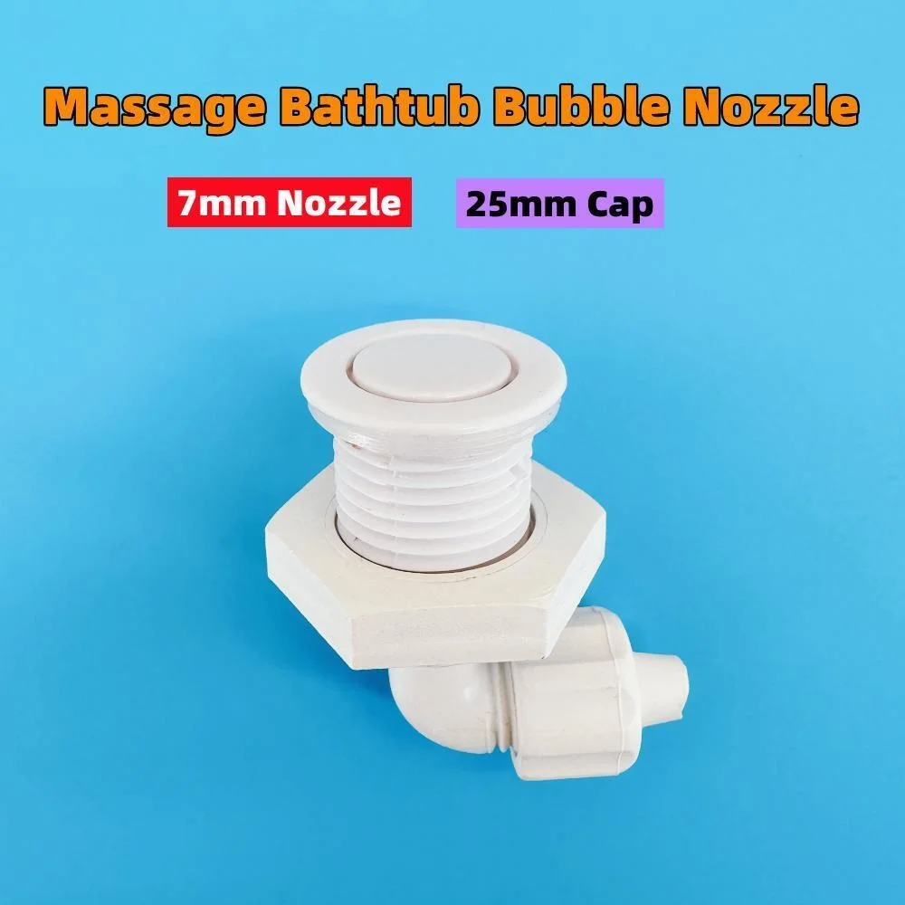 7mm Air Jet Nozzle Ultra Thin Bow Bubble Nozzle With Locking Nut 25mm White Cap Massage Bathtub Air Jet Nozzle Hot Tub Nozzle