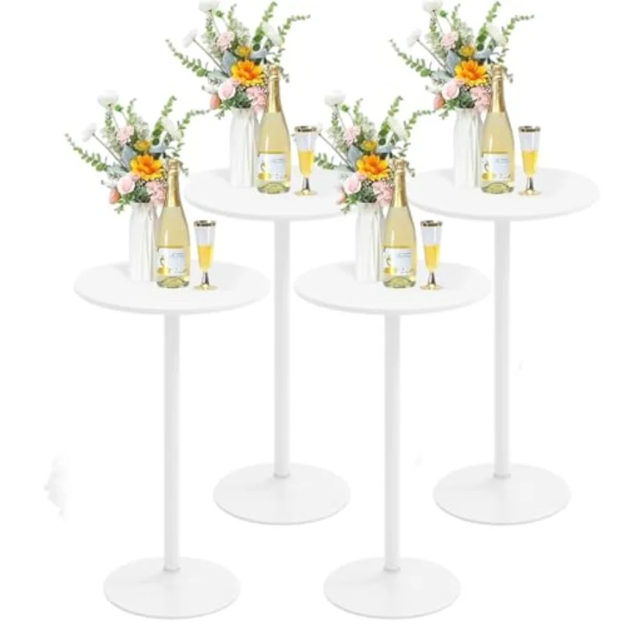 Cocktail Table, Two-in-one Modern Standing Circular Bar Table in Stainless Steel with Matte Black Finish, Adjustable 40/22 Heig