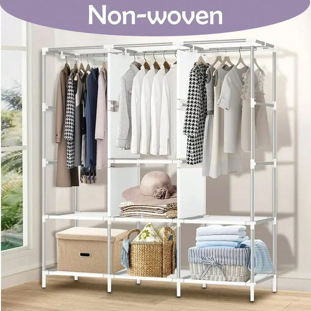 

Large Capacity Portable Wardrobe Closet, Easy Assembly Cloth Storage Cabinet For Home, Rental House, Dorm Bedroom, 65 Portable