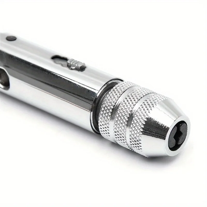 BIESUO Adjustable Silver T-handle Ratchet Tap Holder Wrench with 5 M3-M8 3mm-8mm Machine Thread Metric Plug T-shaped