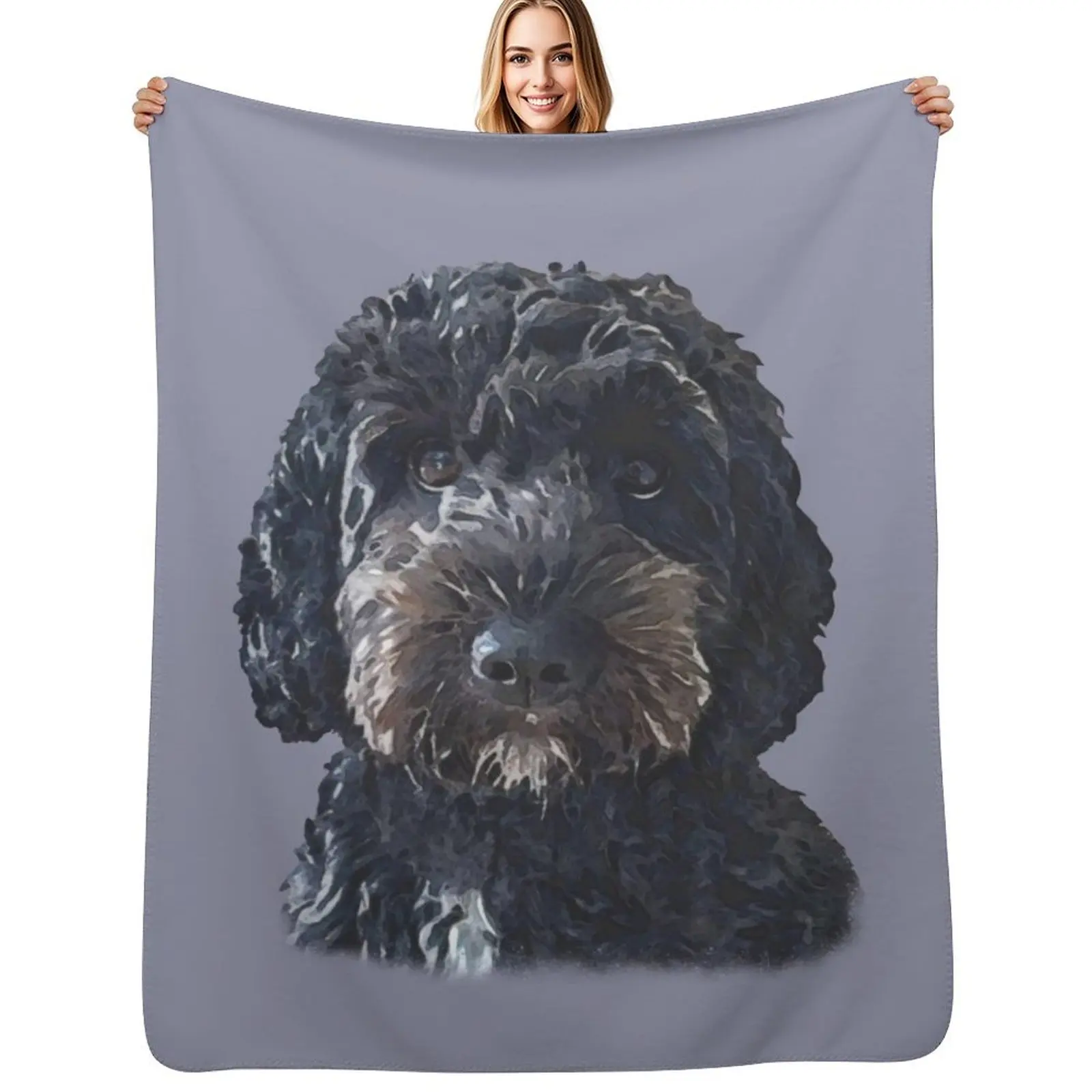 Black Cockapoo / Doodle Dog Throw Blanket Moving Soft Plush Plaid valentine gift ideas Decoratives sofa bed Winter beds Blankets