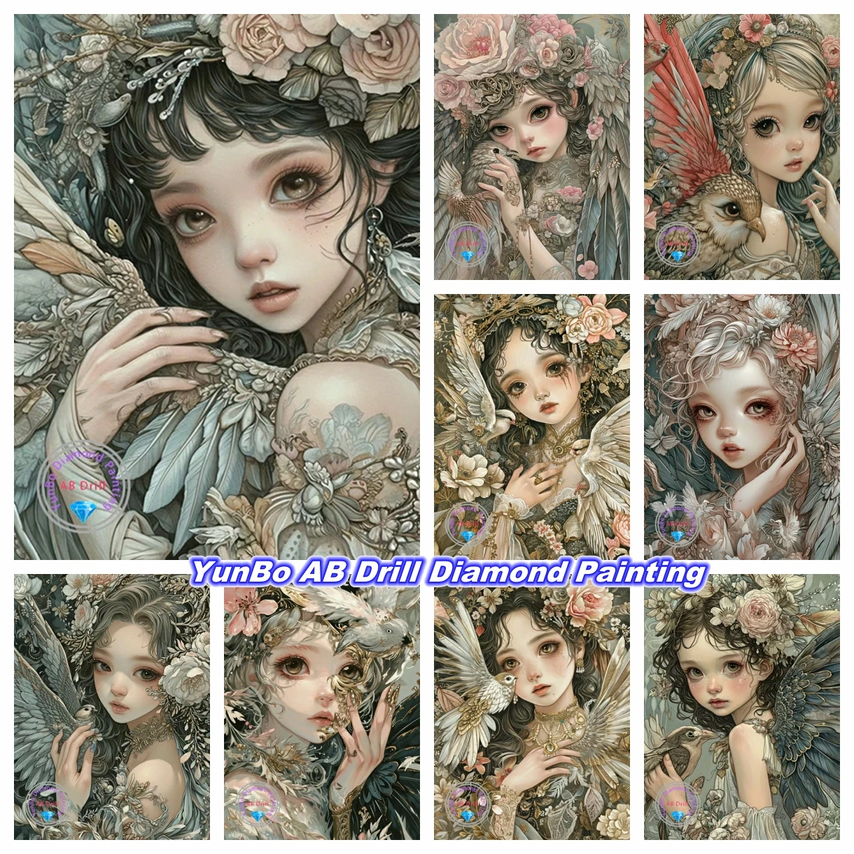 

Gothic Illustration Big Eyes Girl DIY AB Diamond Painting Mosaic Cartoon Art Cross Stitch Hobby Rhinestone Craft Home Decor Gift