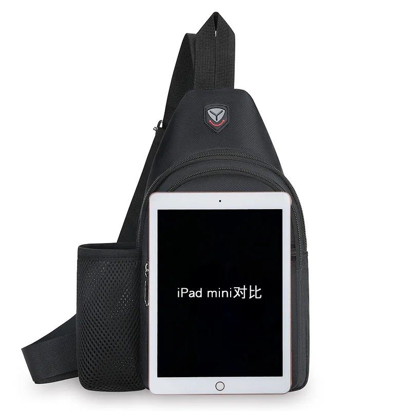 حقيبة صدر كروس مقاومة للماء، وضع كوب الماء، متعددة الوظائف، خفيفة الوزن من قماش أكسفورد، حقيبة ظهر بكتف واحد للرجال