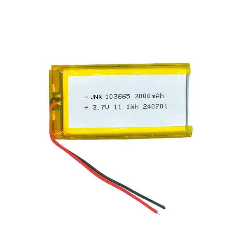 103665 Lithium Polymer Battery 3.7V 3000mAh Rechargeable Li-Po Battery for Smart Wearable Massager Bluetooth Earphones