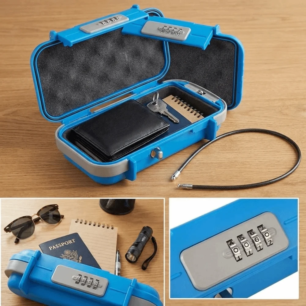 4-Digit Combination Combination Lock Box Solid ABS Material Detachable Steel Wire Storage Box Compact Lightweight