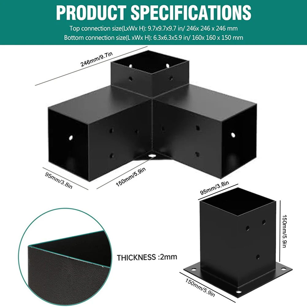 ชุดอุปกรณ์ยึดศาลาทรงจั่วพร้อมขายึด 3 ทาง ชุดอุปกรณ์ฮาร์ดแวร์สำหรับศาลาพักผ่อนกลางแจ้ง รวมถึงสกรูสำหรับศาลาทรงจั่ว ระเบียงศาลาทรงจั่ว และศาลาทรงกระท่อมไม้