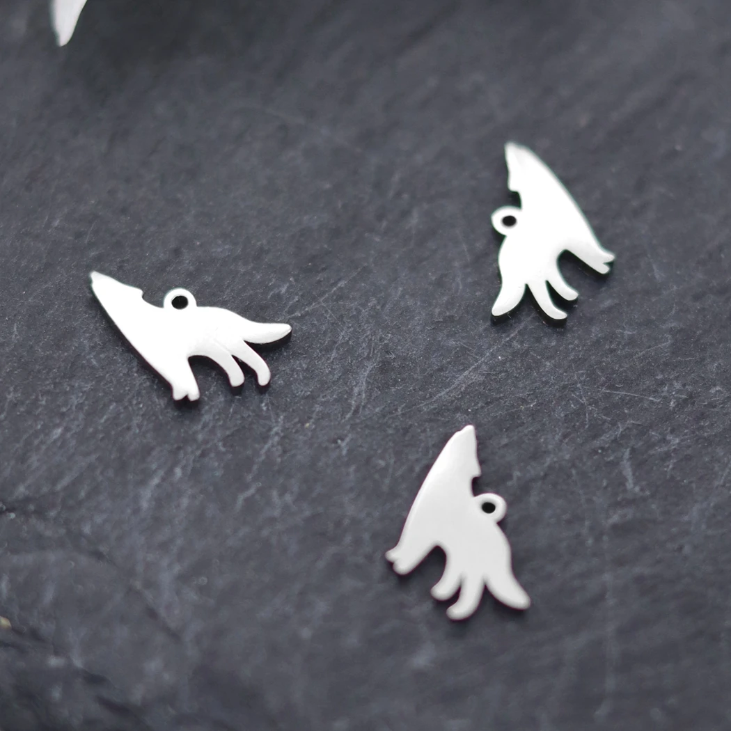 3pcs Stainless Steel Howling Wolf Pendant Animals Charms For Jewelry Making Diy Women Necklace Bracelet Tiny Charm Accessory