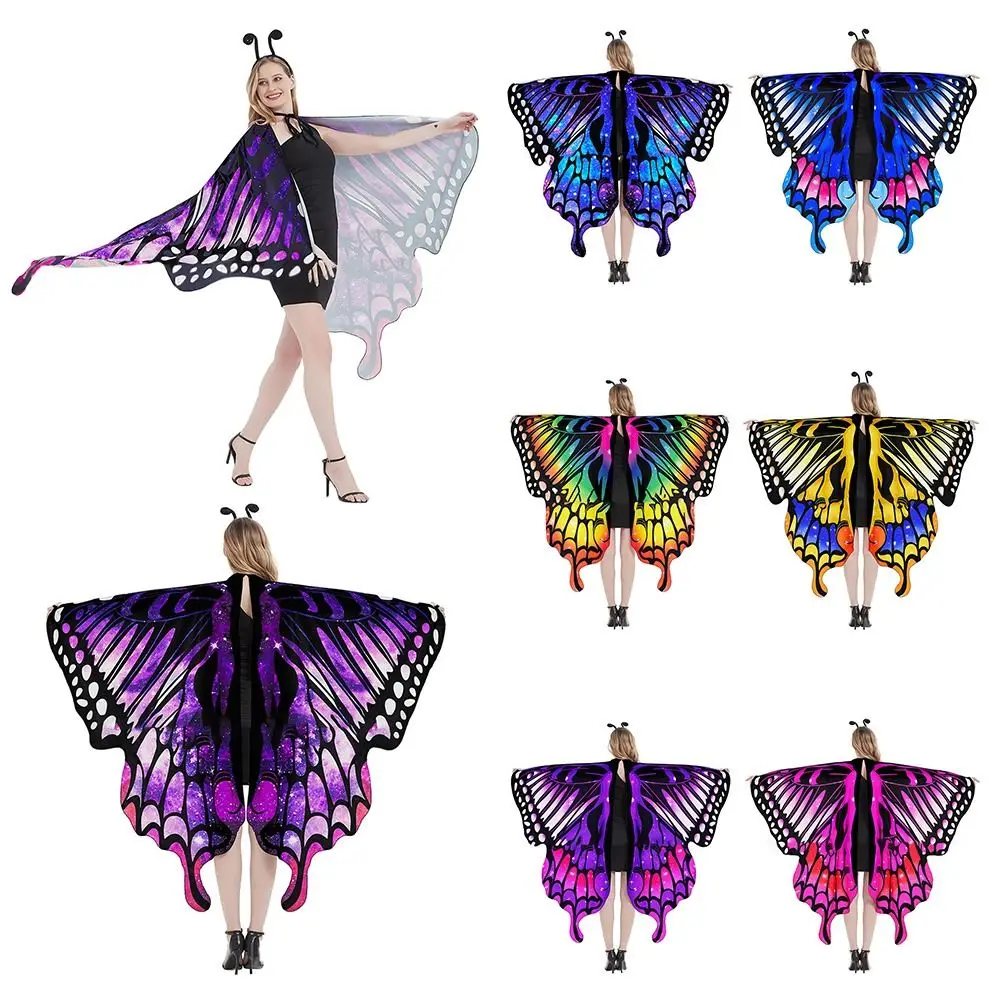 Halloween Fairy Party Favor Festival Rave Dress Butterfly Costume Butterfly Wings Shawl Butterfly Scarf Cloak