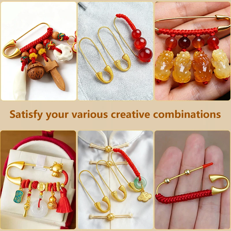 5/10Pcs Golden Metal Safety Pin Heavy Duty With Hole For Brooch Jewelry Crafts Clothing Accessories Pins Pincushions - view 4