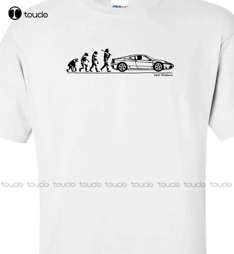 Advertising Brand New O-Neck Short-Sleeved Slim Fit Striped Evolution of Man, Classic Car 360 Modena Summer Cool Tees