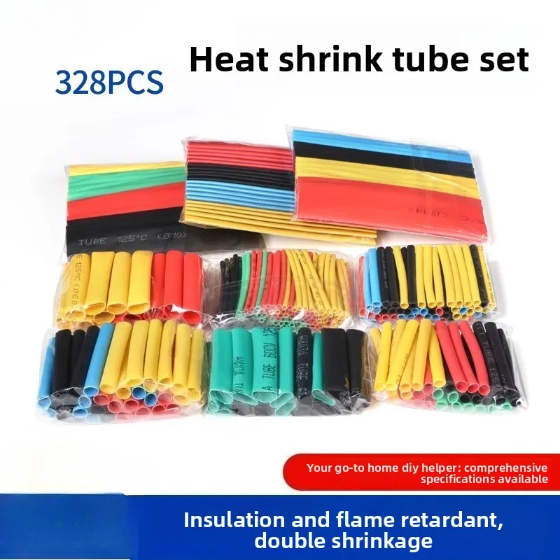 164PCS 2: 1 Cable Shrink Tube Kit Heat Assorted Pack Thermoretractile Insulation Sleeving Cable Wire Shrink Wrapping for DIY
