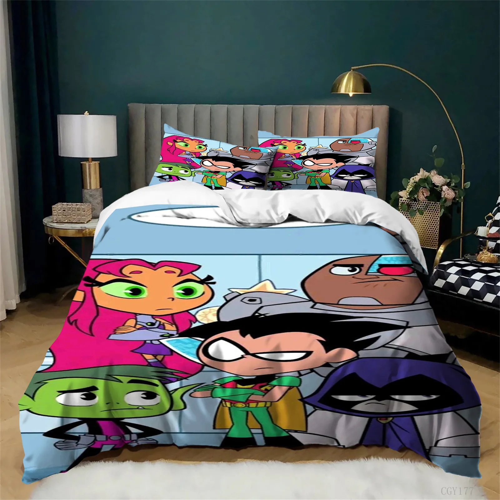 

Lightweight Bedding Set Ultra Soft Breathable Comforter Set 3pcs Teen Ti-tans Go All Season Duvet Cover with Pillowsham