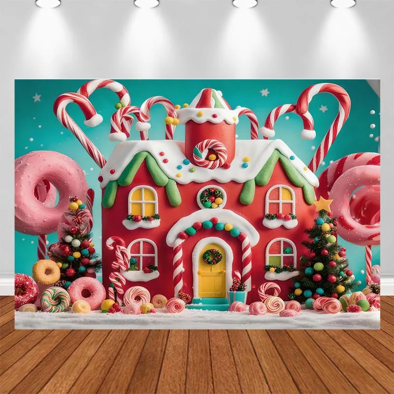 LS Christmas Candy Store Backdrops Kids Baby Photography Child Adult Photocall Xmas Winter Forest Photocall Backgrounds view 4