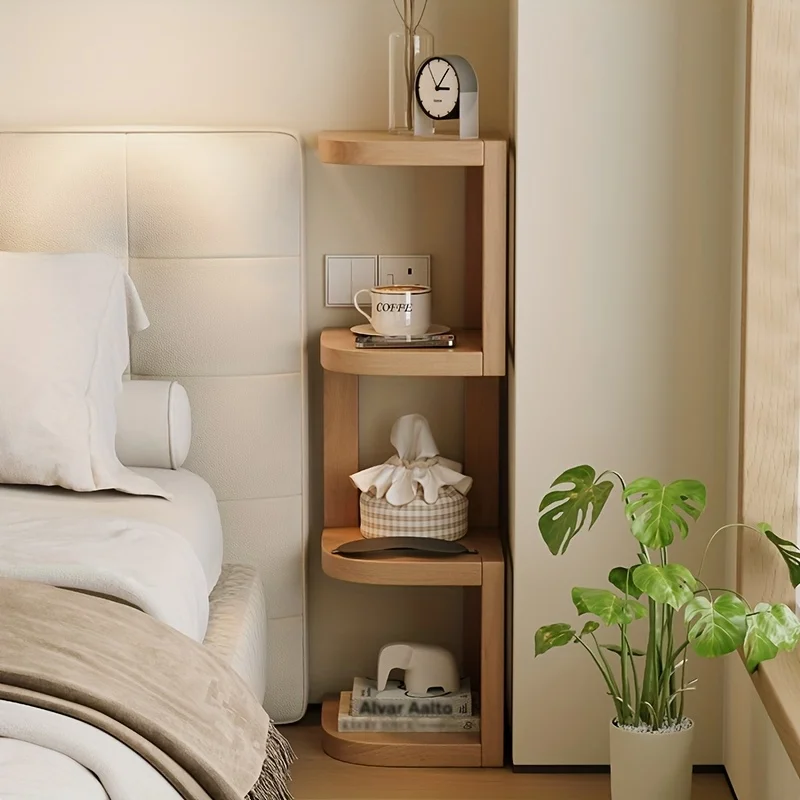 This Freestanding Narrow Bedside Table Is Perfect for Small Spaces, Offering Multi-functional Corner Storage