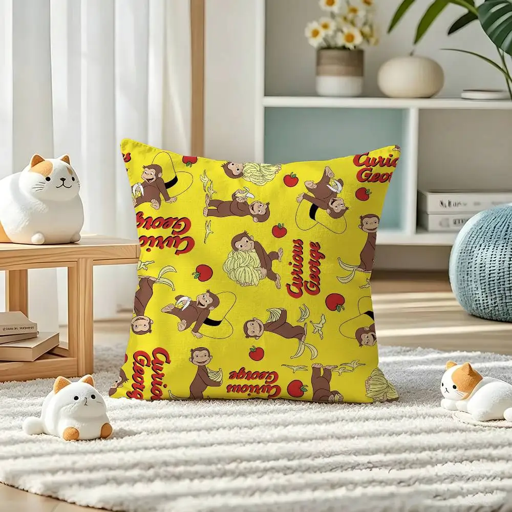 Cute C-Curious G-George Cartoon   Personalized Pillow Cover Kids Bedroom Wild Party Decor Pillowcase kid Birthday shower Gift