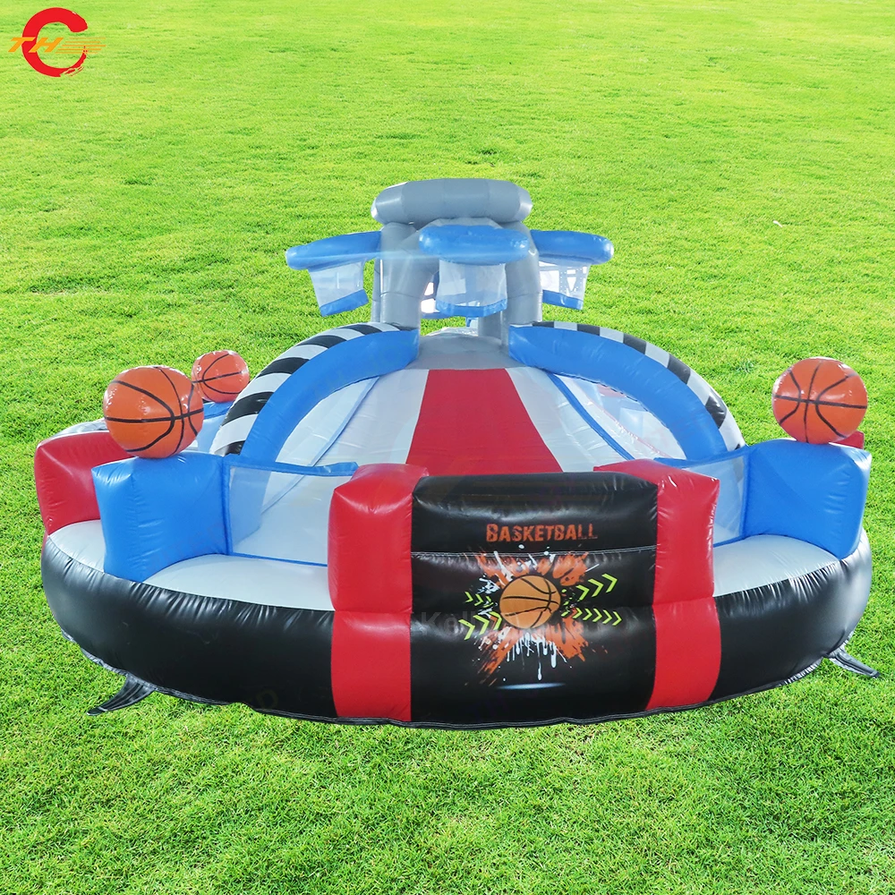 

Free Door Shipping 4x2.1m round 8 shots 4 in 1 Inflatable Basketball Shooting Goal Interactive Carnival Sport Games