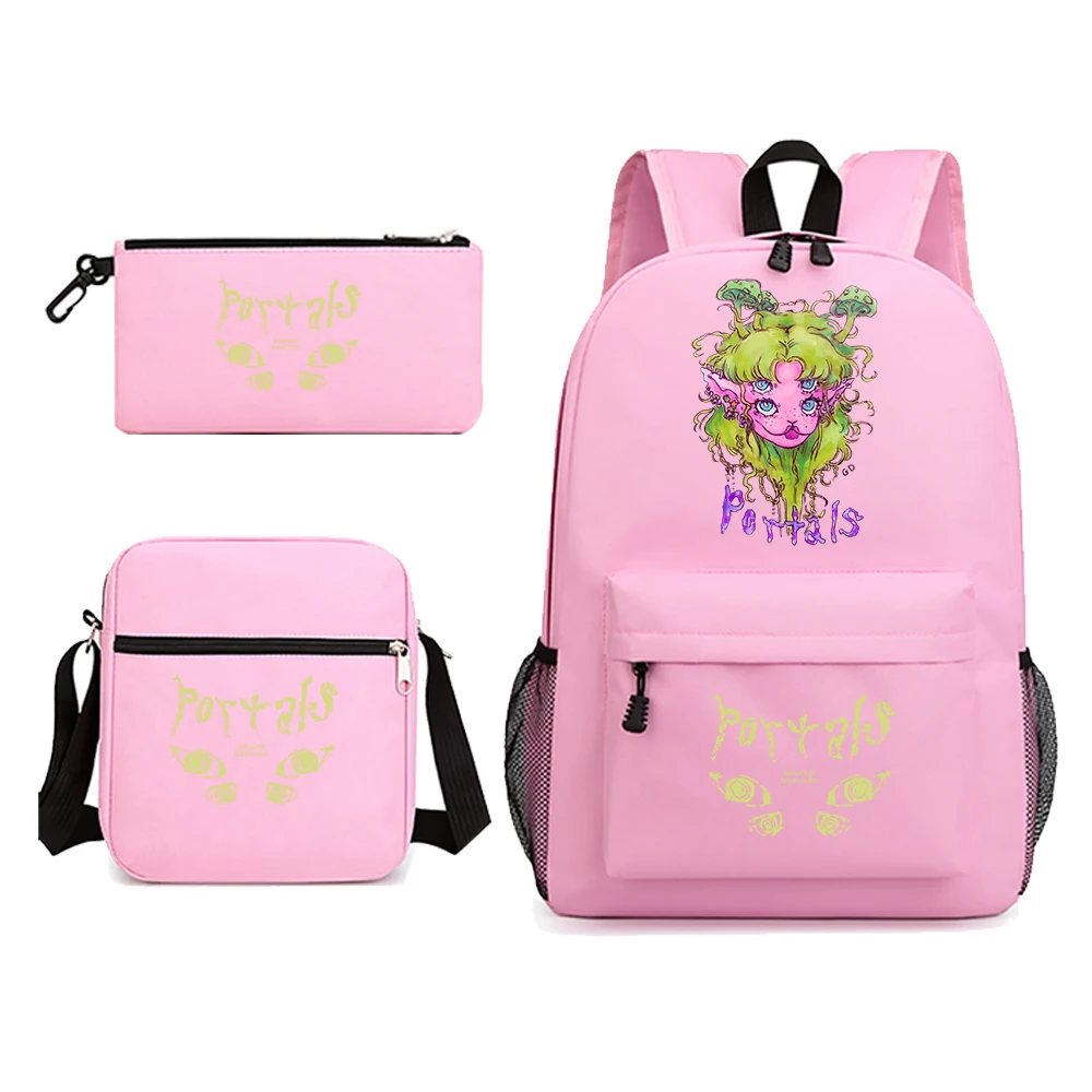 Melanie Martinez Print Student Schoolbag 3-Piece Set Youth Backpack Pencil Case Shoulder Bag Set