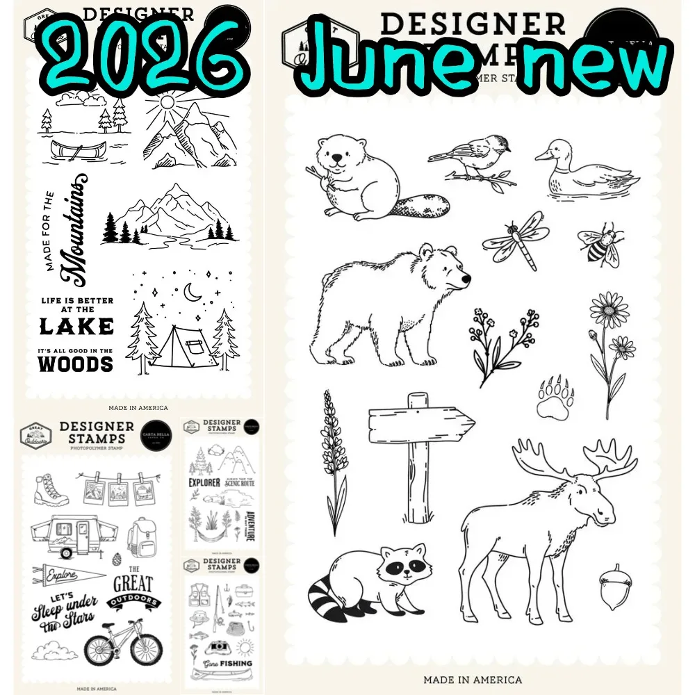 Polar Bear Fishing Camp and Bike 2026 Neue Stempel für DIY Scrapbooking, Basteln, Fotoalbum-Vorlage, handgefertigte Dekoration