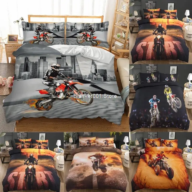 

3d Lifelike Motorcycle Printing Duvet Bed Duvet Cover King Comforter Set High Quality Bed Linen Queen For Boys Adults