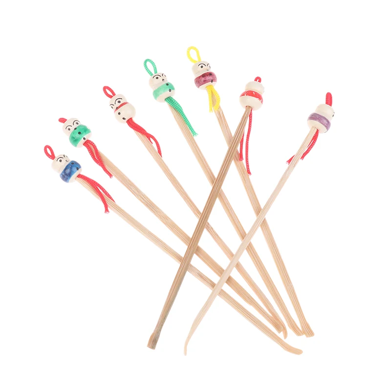New Sale 10/20 Pcs Bamboo Ear Cleaning Spoon Cartoon Head Earwax Removal Skid Resistant Wood Ear Cleaner Kit Ear Picks Removal