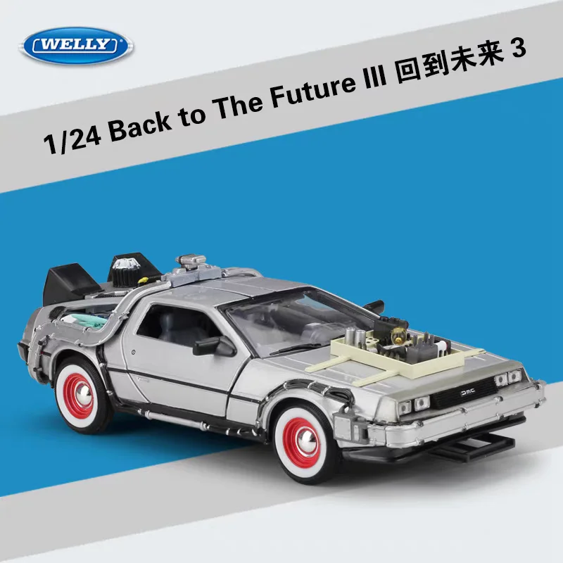New Product In Stock 1/24 Back To The Future 3 Time Machine Mini Simulation Car Model Scene Matching Toys Gifts Collectibles