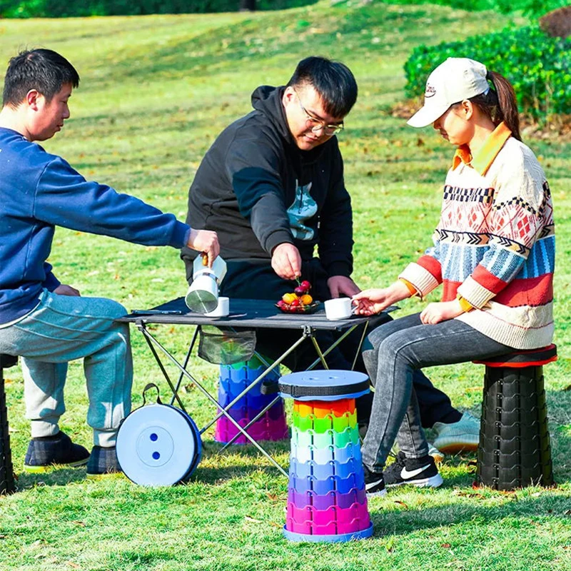 Travel Camping Plastic Folding Chair Adjustable Telescopic Stool Portable Retractable Stool Portable Folding Telescopic Stool