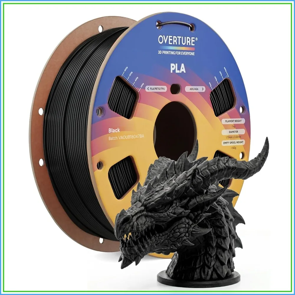 

PLA Filament 1.75mm, Neatly Wound 1kg Spool, Dimensional Accuracy +/- 0.02mm, Fit Most FDM Printers, Black