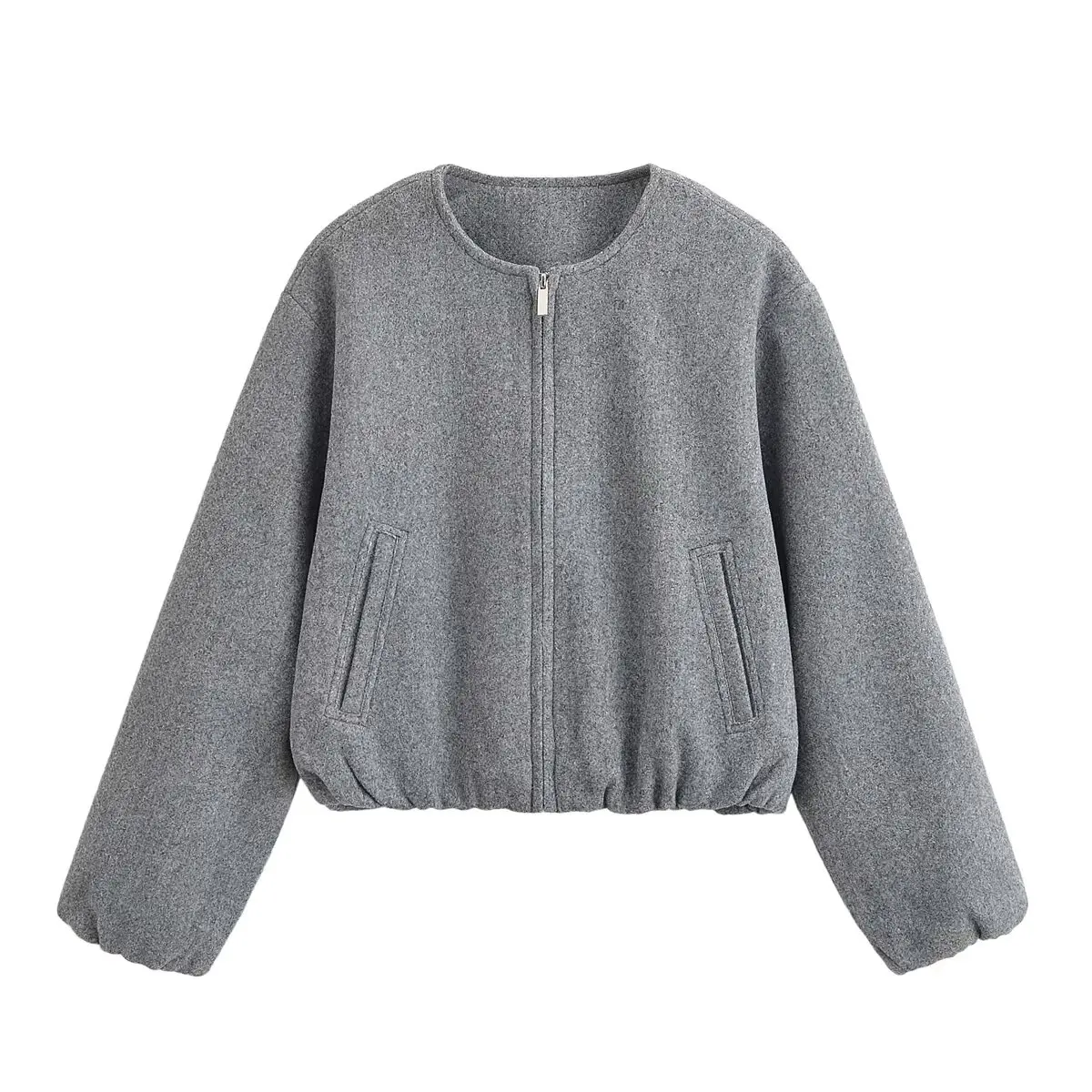 

Женская мягкая шерстяная куртка-пилот, пальто на молнии, с круглым вырезом, осень-зима, новая верхняя одежда, повседневное свободное женское короткое пальто