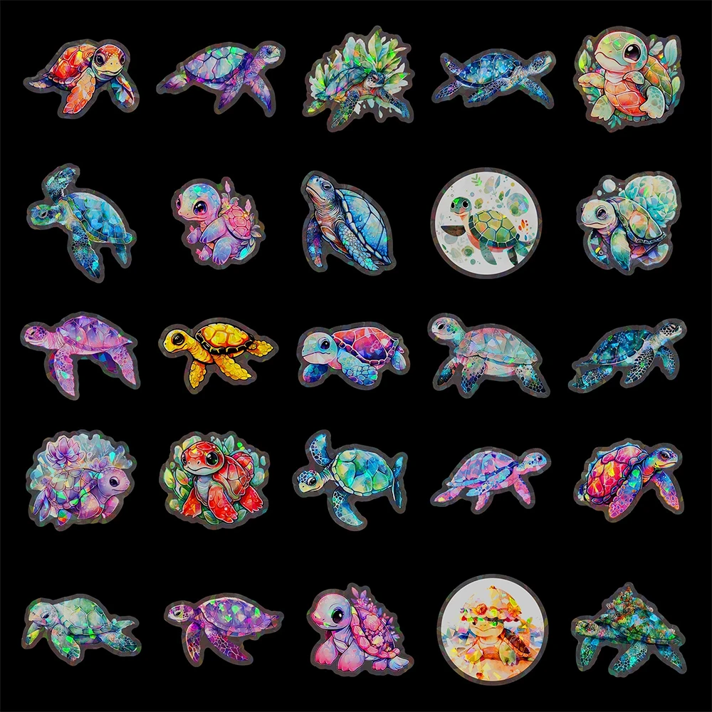 10/30/50 個透明レーザーウミガメ漫画ステッカーカラフルな動物美的デカール荷物ギターかわいい子供ステッカーおもちゃ