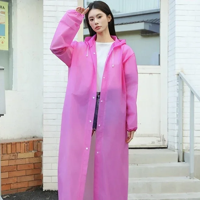 EVA Regenponcho mit Kapuze, wasserdichter, langer Regenmantel, leichtes, zusammenfaltbares Regenoutfit für Herren und Damen, ideal für Outdoor-Aktivitäten, Wanderungen und Reisen. – Detail 6
