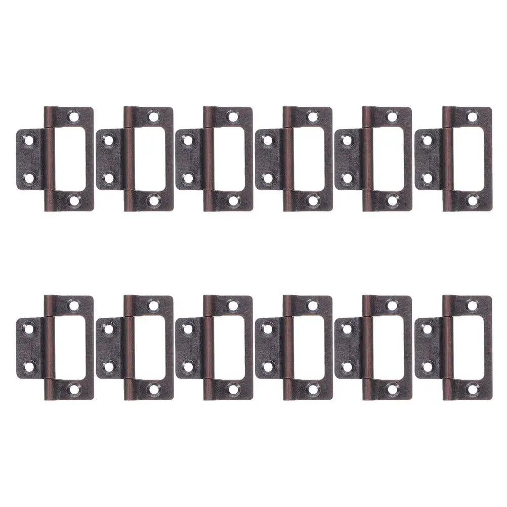 12Pcs Stainless Steel Flat Cabinet Hinges Silent Slow Closing Heavy Duty for Kitchen Cabinets Wardrobes Closet Doors Humidity