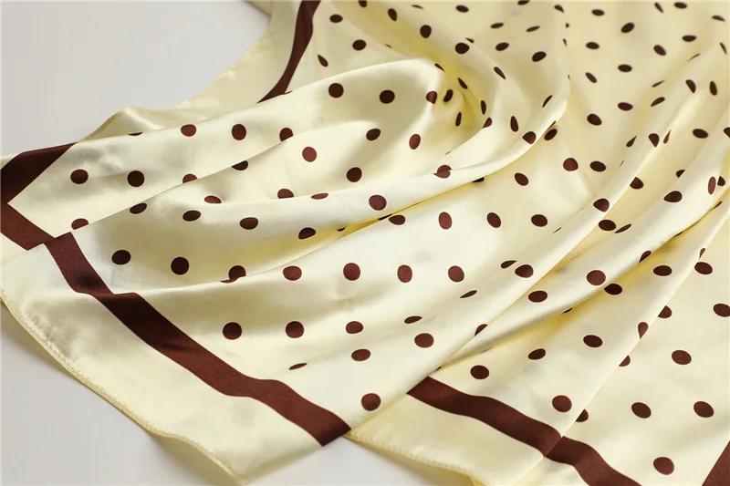 Polka Dot Kopftuch Seide Satin Hals Schal Für Frauen Drucken Hijab Schals Weibliche 90*90 cm Quadratische Tücher und Wraps Schals Für Dame – Detail 19
