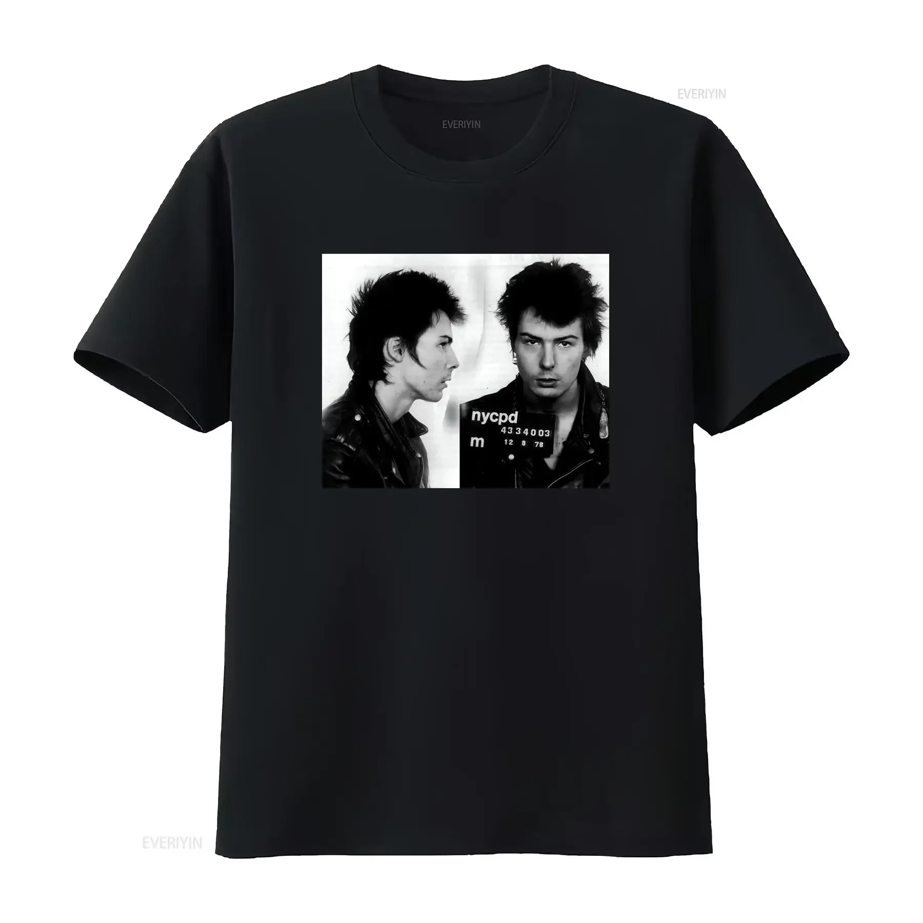 Vintage Punk Rock SID VICIOUS Mugshot  T Shirt Retro Style Unique Print High Quality Cotton vintage Washed designer clothes
