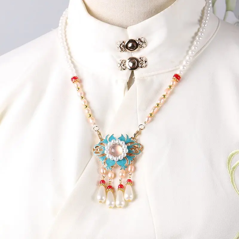 

Hanfu Mingzhi Qipao Ruyi Ancient Soft Pearl Yingluo Necklace Changliu Su Back Cloud Floating Dream Accessories Ethnic Style