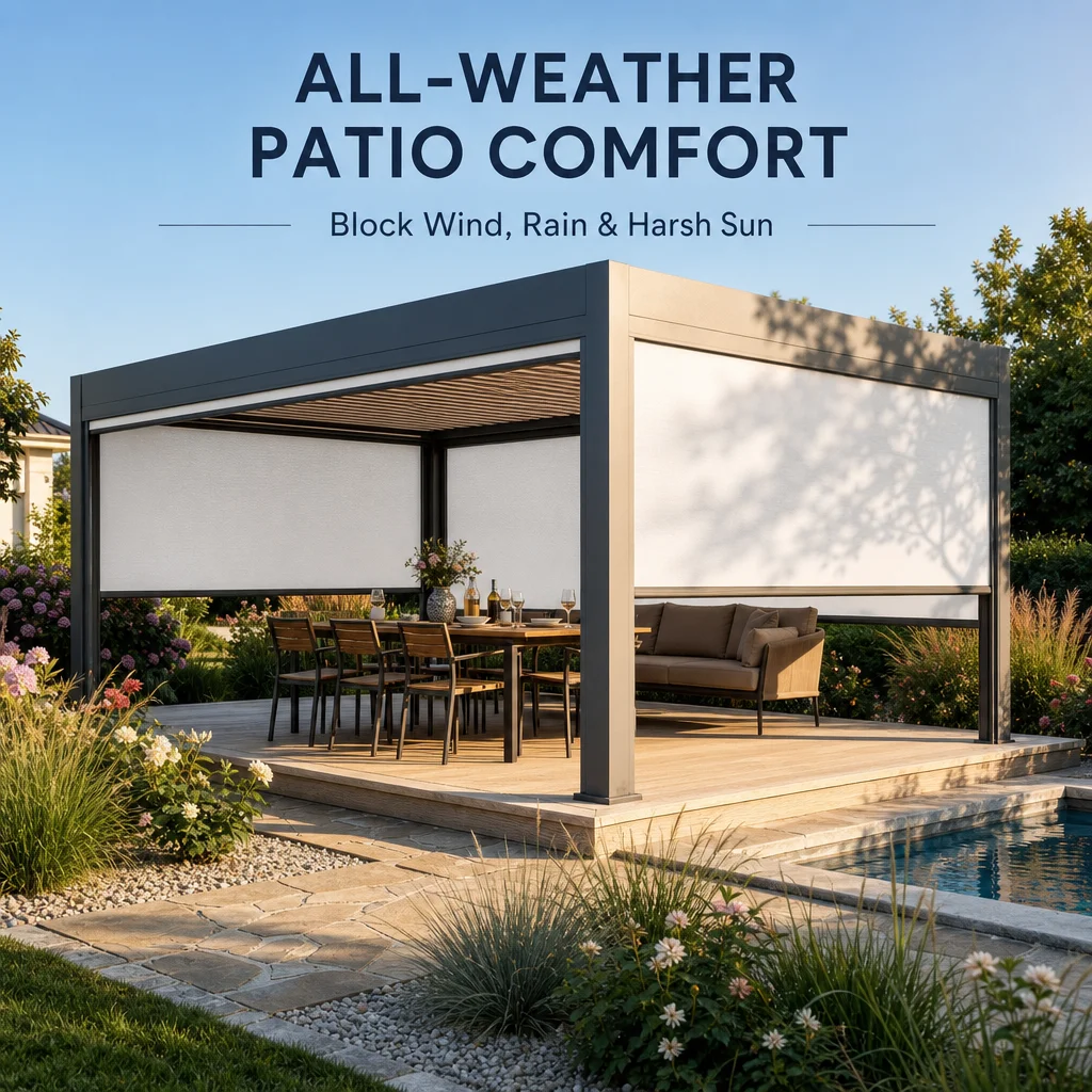 High Quality Motorized Remote Control Waterproof And Thermal Insulation Outdoor Windproof Roller Blinds For Home