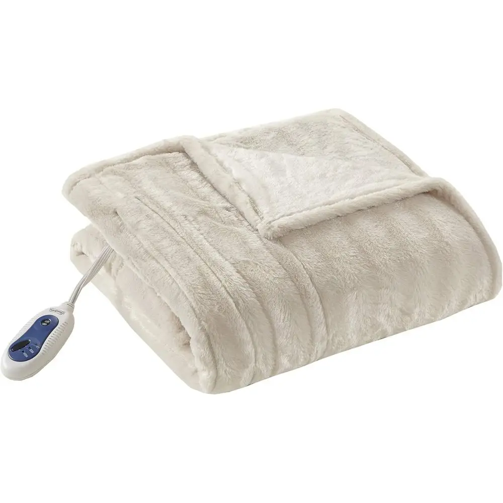 

Плед электрический люкс, увеличенный размер, премиум-класса, очень теплый, с начесом, для кровати или дивана, с 3 режимами нагрева, автоматический включение/выключение