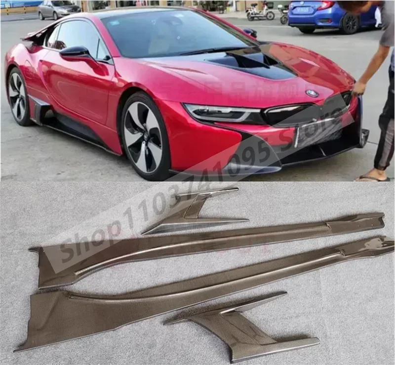 Real Carbon Fiber Side Extension Body Skirts Kit Lip Cover For BMW I8 2014 2015 2016 2017 2018 2019 2020 2021 Top Style